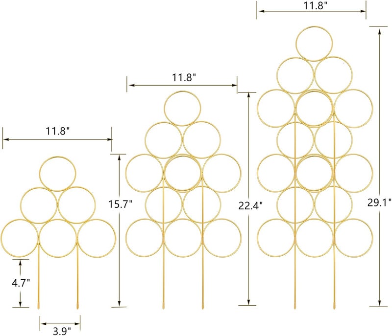 LONCHDAN Trellis for Climbing Plants Indoor 15.7 Inch, Small Plant Trellis for Potted Plants, 3 Pack Stackable Circle Garden Houseplant Trellis for Vines - Image 2
